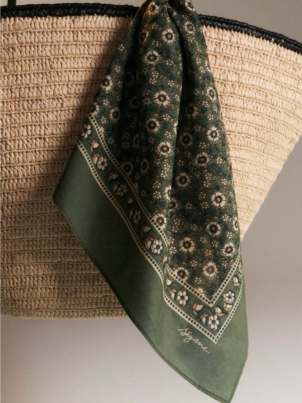 sezane le foulard scarf green